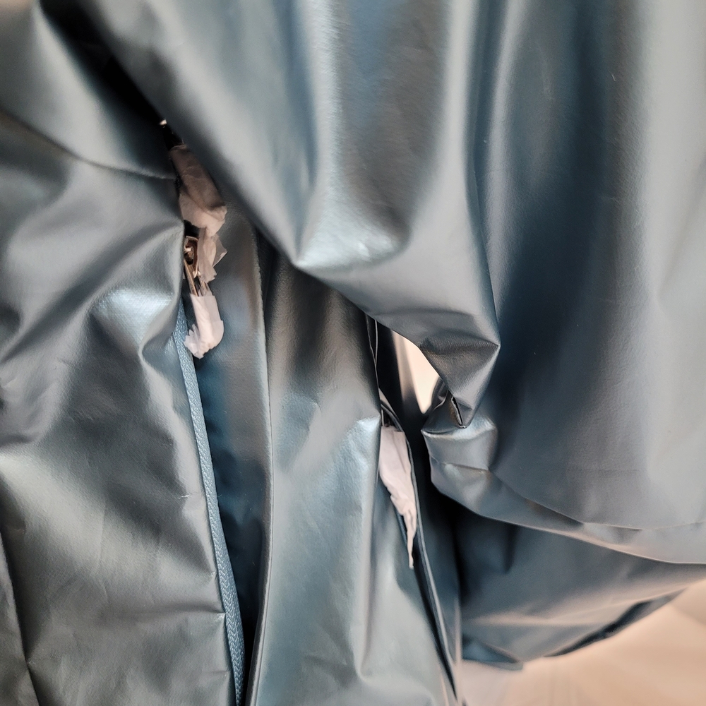 Metallic Teal Hooded Rain Jacket - Picture 11 of 12